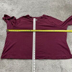 Lands' End Oeko-Tex Basic Top Womens 3XL Maroon V-Neck Half Sleeve Casual Cotton